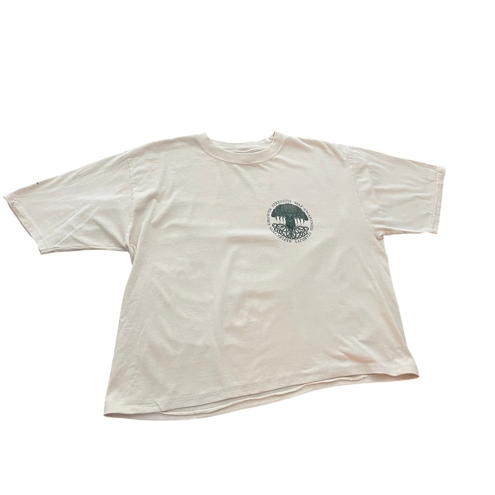 Crazy Shirts Hawaii Coconut Dyed Tree of Life T-Shirt Cream Mens Large L (1024)